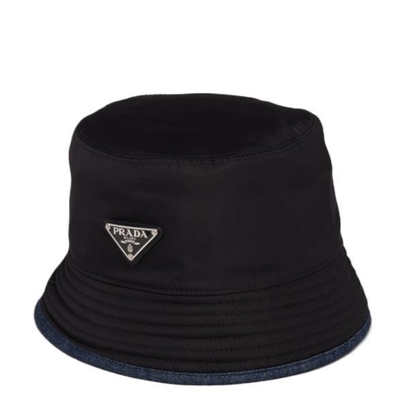 MSRP $795! Double-Sided Authentic Prada Re-Nylon & Denim Bucket Hat Size Medium - Picture 10 of 14
